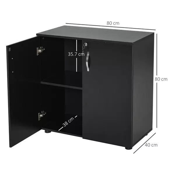 Vinsetto Two-Tier Locking Office Storage Cabinet - Black - 3