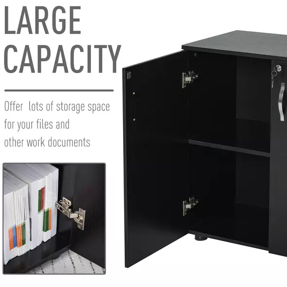 Vinsetto Two-Tier Locking Office Storage Cabinet - Black - 6