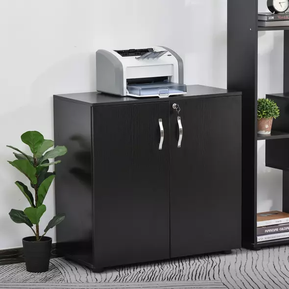 Vinsetto Two-Tier Locking Office Storage Cabinet - Black - 2
