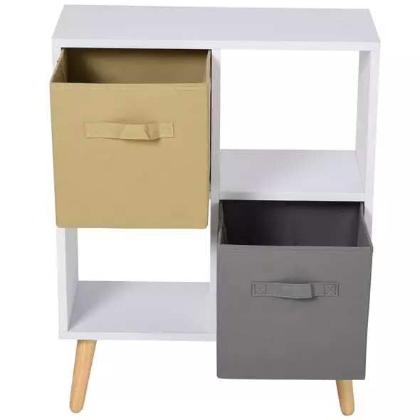 HOMCOM Freestanding 4 Cube Unit Cabinet Unit w/ 3 Fabric Drawers Handles Home Office Storage Shelves - 8
