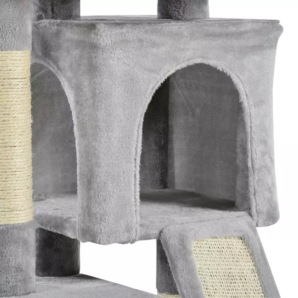 PawHut Cat Tree for Indoor Cats 81cm Cat Scratching Post Scratch Board Kitten Tower Climbing Frame Grey - 9