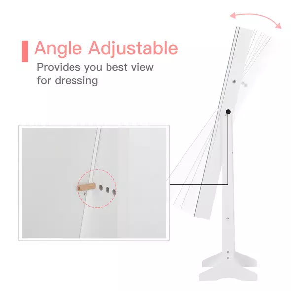 HOMCOM Jewelry Cabinet Standing Mirror Full Length Makeup Lockable Armoire Storage Organizer White - 7