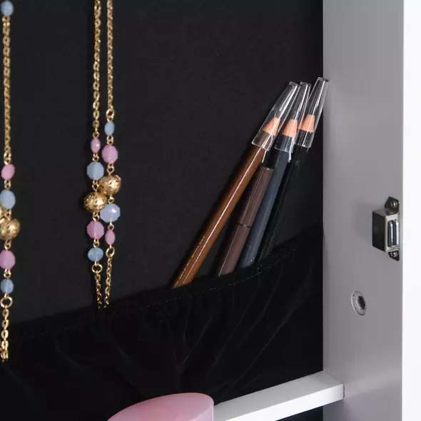 HOMCOM Jewelry Cabinet Standing Mirror Full Length Makeup Lockable Armoire Storage Organizer White - 8