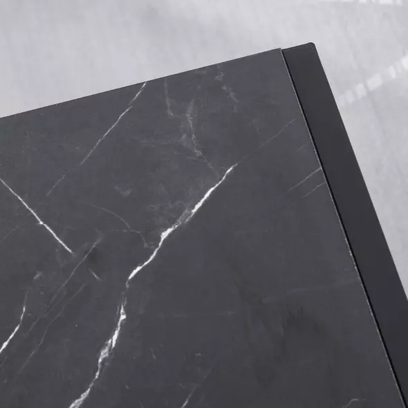 HOMCOM Coffee Table, Two-Tier Faux Marble Effect Centre Table with Metal Frame and Storage Shelf for Living Room, 106 x 50 x 45cm, Black - 9