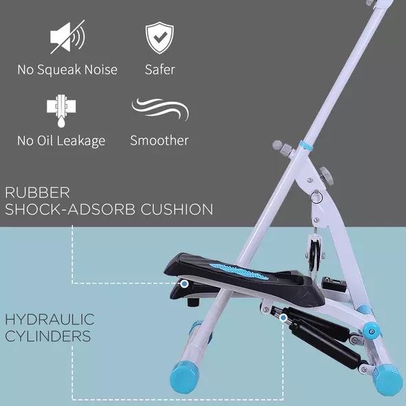 HOMCOM Stepper w/ Handle Hand Grip Workout Fitness Machine For Fitness Aerobic Exercise Home Gym White - 7