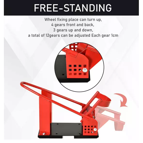 HOMCOM Motorcycle Wheel Chock 8-15.5 cm Metal Motorbike Holder Pre-Drilled Holes For Truck And Trailer - 6