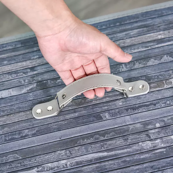 HOMCOM 100L Collapsible Natural Wood  Laundry Hamper Organizer Clothes Washing Basket Bin Storage Box w/Lid Removable Lining 52x32x63cm, Grey - 8