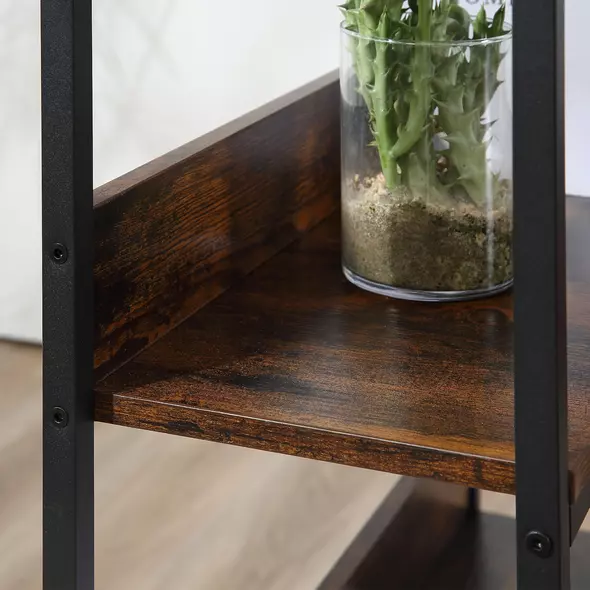 HOMCOM Office Desk with Storage Shelves, 120 CM Computer Desk, Industrial Study Table with Metal Frame for Home Office Small Space, Rustic Brown - 7