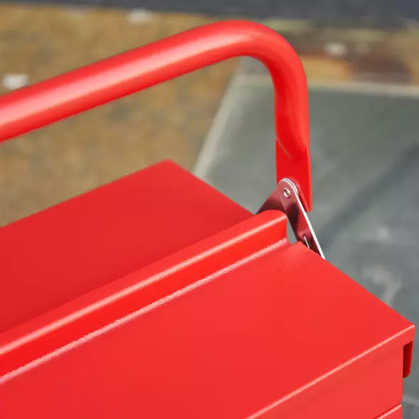 DURHAND Metal Tool Box 3 Tier 5 Tray Professional Portable Storage Cabinet Workshop Cantilever Toolbox with Carry Handle, 56cmx20cmx34cm, Red - 7