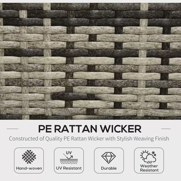 Outsunny Rattan Garden Sofa Set, 4-Seater Wicker Sectional for Garden, Grey - 4