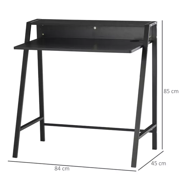 HOMCOM Writing Desk Computer Table Home Office PC Laptop Workstation Storage Shelf 84L x 45W cm Black - 3