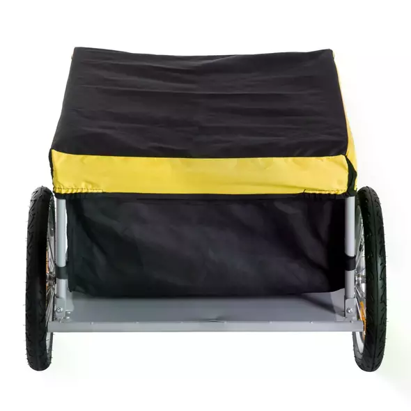 HOMCOM Two-Wheel Bicycle Large Cargo Wagon Trailer Oxford Fabric, Folding Storage, & Removable Cover, Yellow - 9