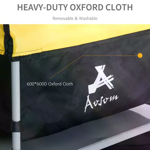 HOMCOM Two-Wheel Bicycle Large Cargo Wagon Trailer Oxford Fabric, Folding Storage, & Removable Cover, Yellow - 6