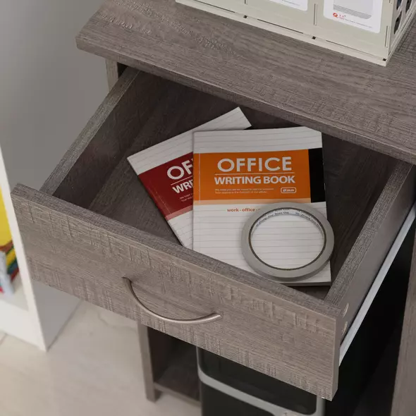 HOMCOM L-Shaped Corner Computer Desk w/ 2 Shelves Wide Worktop Keyboard Tray Drawer & CPU Stand Home Office Study Bedroom Furniture Grey - 9