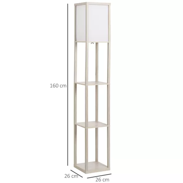 HOMCOM 3-Tier Floor Lamp, Floor Light with Storage Shelf, Reading Standing Lamp with Acrylic Shade for Living Room, Bedroom, Kitchen, Dining Room, Office, Dorm, 160cm, Oak - 3