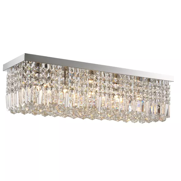 HOMCOM Modern Crystal Ceiling Light Square Crystal Chandelier for Living Room, Dining Room, Hall, E14 Base, Silver, 80 x 25 x 23cm - 1