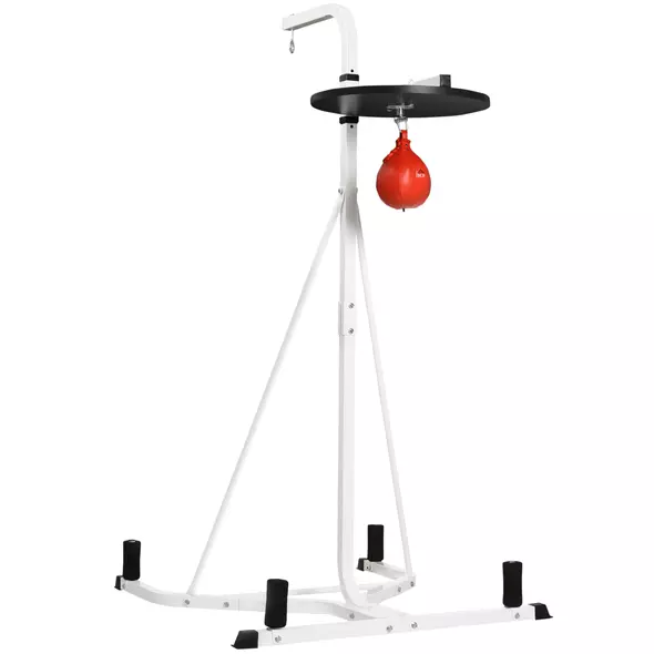 HOMCOM Adjustable Freestanding Speedbag, Punch Bag Hanger, White - 1