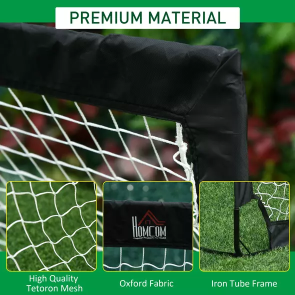 HOMCOM Set of 2 Football Goal Net 6 x 3 ft Foldable Outdoor Sport Training Teens Adults Football with Carrying Bag Black - 7