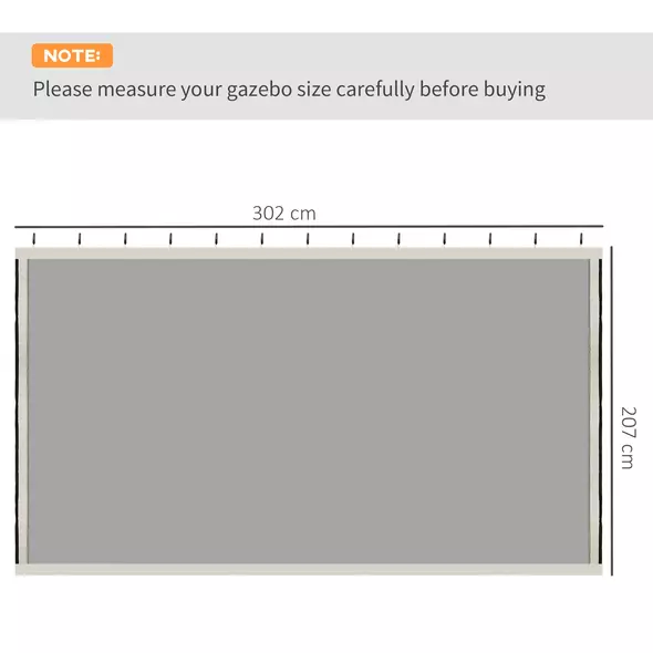 Outsunny 302 x 207cm Universal Replacement Mesh Sidewall Netting for Patio Gazebos and Canopy Tents, (Sidewall Only) Cream White - 3