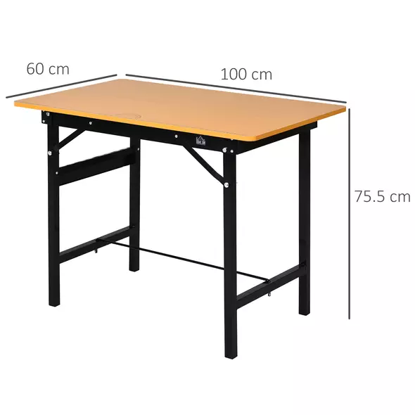 HOMCOM 100 cm Foldable Garage Work Bench, Craft Table MDF Workstation, Heavy-duty Steel Frame with Ruler, Protractor - 3