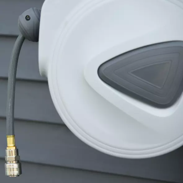 DURHAND Retractable Air Hose Reel 10m+ 90cm Hose Diameter 3/ 8" 9.5mm, Hose Connector 1/ 4" BSP, Wall Mount Auto Rewind Hose- Reel - 7