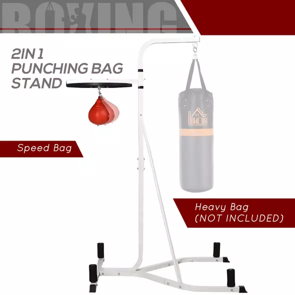 HOMCOM Adjustable Freestanding Speedbag, Punch Bag Hanger, White - 4