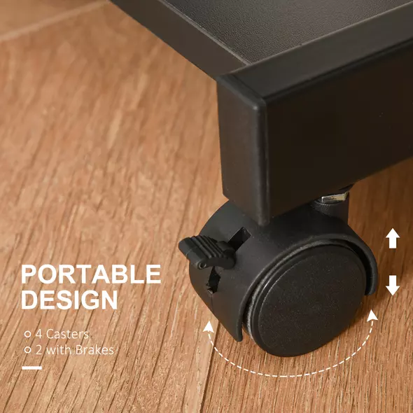 HOMCOM Movable Computer Desk with 4 Moving Wheels Sliding Keyboard Tray Home Office Workstation Black - 7