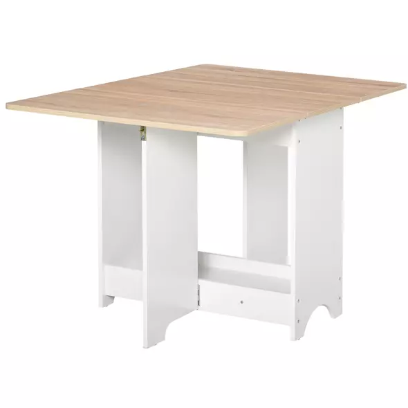 HOMCOM Foldable Dining Table Drop-Leaf Folding Desk Side Console with Storage Shelf for Kitchen,Dining Room - 1