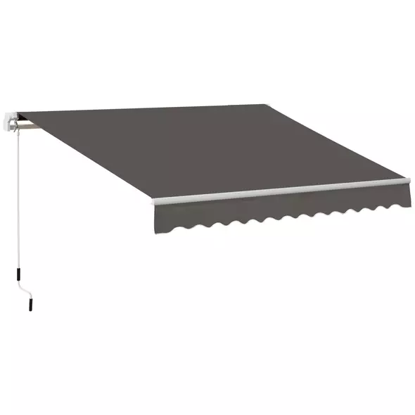 Outsunny Awning Canopy Manual Retractable Porch Sun Shade Shelter 3 x 2m Grey - 1