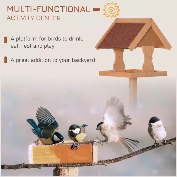 PawHut Wooden Bird Table Wild Bird Feeding Station Freestanding Feeder for Garden Outdoor 55 x 55 x 144cm - 4