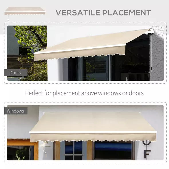 Outsunny 3.5M x 2.5M Manual Awning Canopy Retractable Sun Shade Shelter for Garden Patio - 5