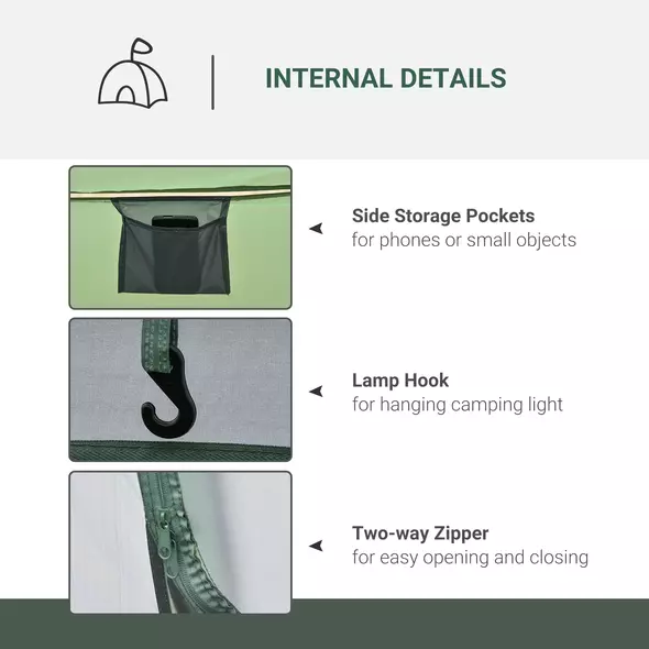 Outsunny 4 Person Pop-up Camping Tent Family Tent with Ground Sheet, 4 Windows and Portable Carry Bag for Beach Outdoor Trip, Dark Green - 6