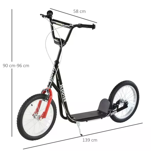 HOMCOM Kick Scooters for Kids with Adjustable Height, Anti-Slip Deck, Dual Brakes, Rubber Tyres, for Boys and Girls Aged 5+ Years Old - Black - 3