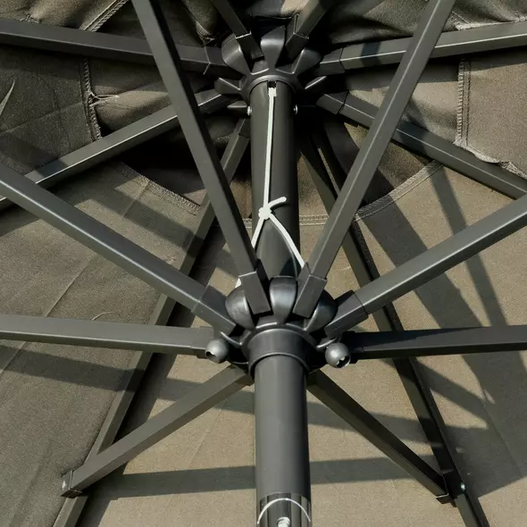 Outsunny 2.7m Patio Garden Umbrella Outdoor Parasol with Tilt Crank and 24 LEDs Lights (Grey) - 9