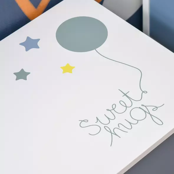 HOMCOM Kids Wooden Toy Box Children Storage Chest Organiser Side Handle Safety Hinge Play Room Furniture Blue - 8