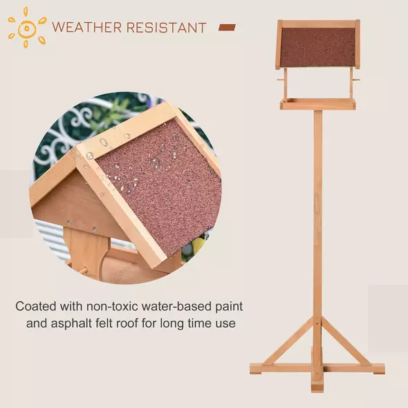 PawHut Wooden Bird Table Wild Bird Feeding Station Freestanding Feeder for Garden Outdoor 55 x 55 x 144cm - 5