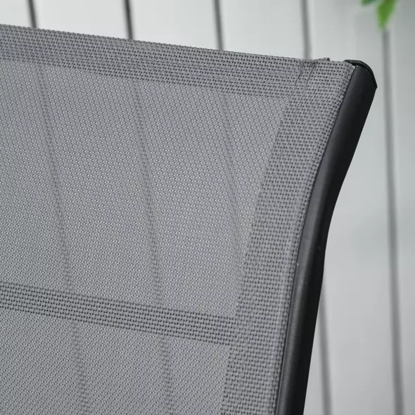 Outsunny Set of 2 Outdoor Sun Lounger 10-Position Adjustable Texteline Folding Reclining Chairs with Footrest for Patio Garden, Grey - 8