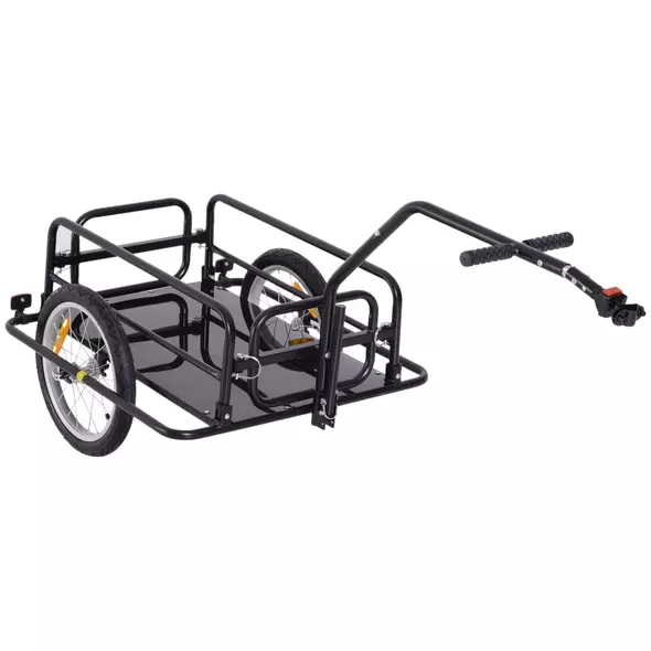HOMCOM Bike Cargo Trailer Bicycle Trailer Cargo Storage Cart w/ Hitch Cycling Camping Luggage Storage Carrier Transport Steel Black - 1