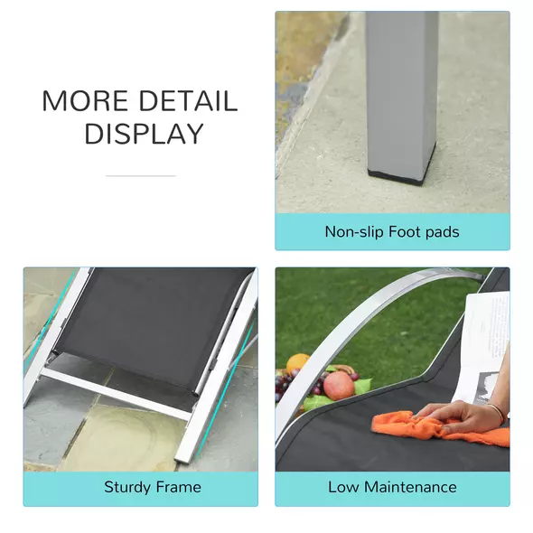 Outsunny Three-Piece Curved Sun Lounger Set - Black - 4