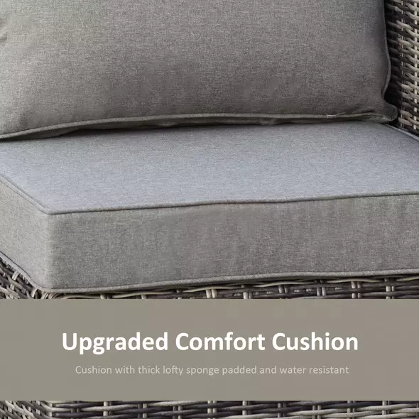 Outsunny Five Piece Rattan Armchair, Stool and Table Set - Mixed Grey - 6