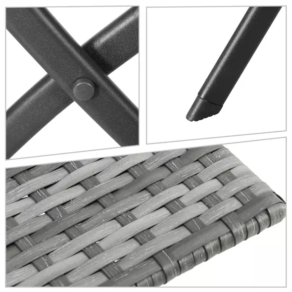 Outsunny 2-Seater Chair Bistro Set Garden Patio Table & Chair Black Rattan Furniture Grey - 7