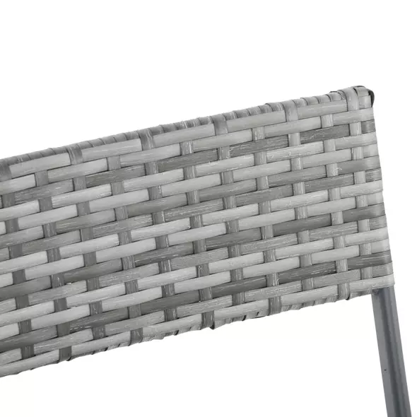 Outsunny 2-Seater Chair Bistro Set Garden Patio Table & Chair Black Rattan Furniture Grey - 8