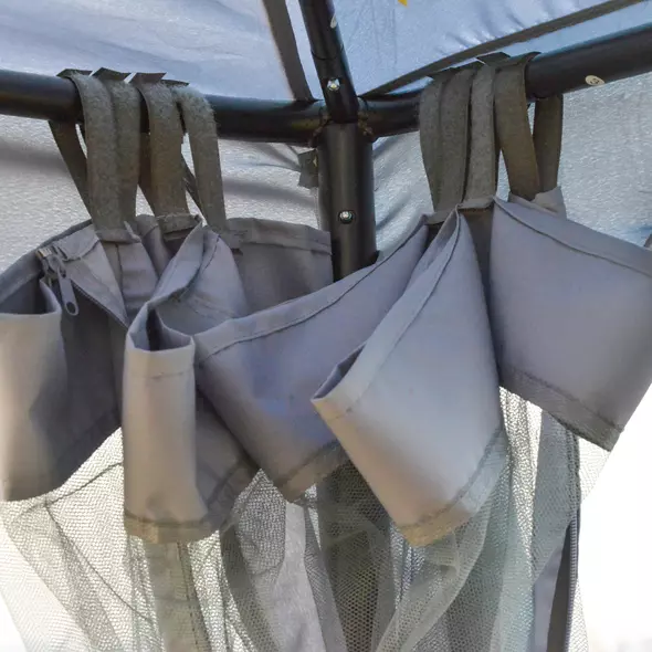 Outsunny 3 x 3 m Metal Gazebo, Garden Pavillion, Double Roof Outdoor Canopy Shelter with Mesh Sidewalls, Grey - 8