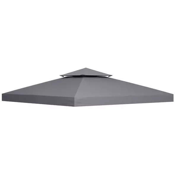 Outsunny 3(m) Gazebo Top Cover Double Tier Canopy Replacement Pavilion Roof Deep Grey - 1