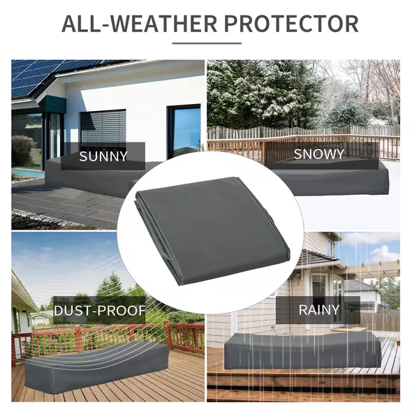 Outsunny 200x73cm Outdoor Garden Rattan Furniture Protective Cover Water UV Resistant Grey - 7