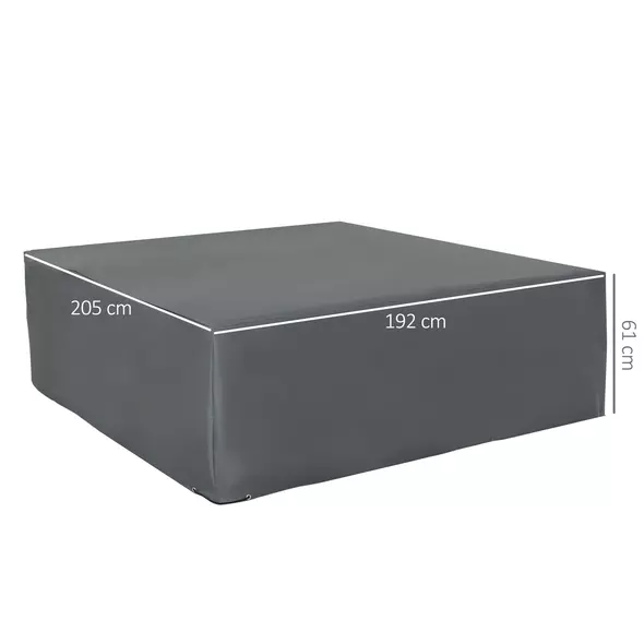 Outsunny 205x192cm Outdoor Garden Rattan Furniture Protective Cover Water UV Resistant Grey - 3