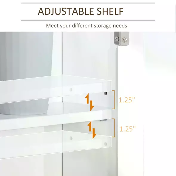 kleankin Bathroom Mirror Cabinet Wall Mounted Storage Cupboard with Double Door and Adjustable Shelf, White - 4