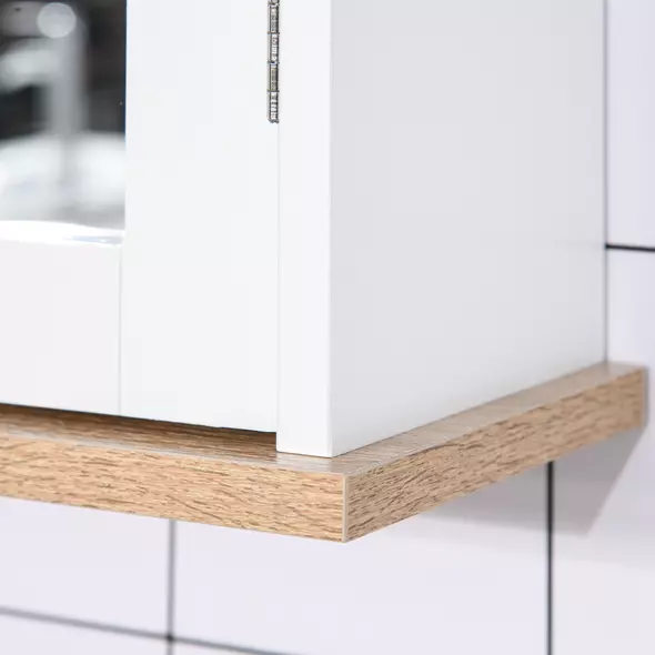 kleankin Bathroom Mirror Cabinet Wall Mounted Storage Cupboard with Double Door and Adjustable Shelf, White - 8