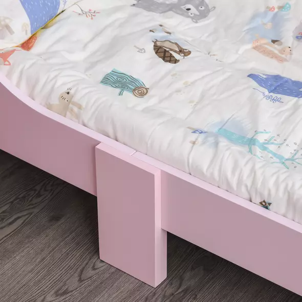 HOMCOM Kids Toddler Bed Princess Crown Theme Safety Side Rails Slats Home Bedroom Furniture Boys Girls 3-6 Years Pink 143 x 73 x 60 cm - 7
