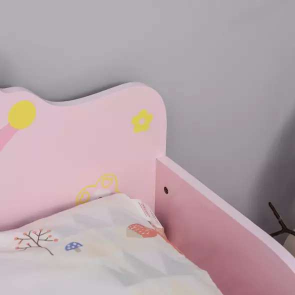 HOMCOM Kids Toddler Bed Princess Crown Theme Safety Side Rails Slats Home Bedroom Furniture Boys Girls 3-6 Years Pink 143 x 73 x 60 cm - 9